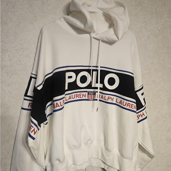 Ralph Lauren White and Black Hoodie Sweater